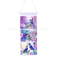 Creative Diamond Painting Hanging Storage Bag Set, Craft Storage Hanging Bag, Diamond Bird Style, Mixed Color, 500x180mm(PW-WG168C4-01)