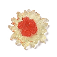 Translucent Resin Pendants, Flower Charms, Red, 35x33x6mm, Hole: 1.4mm(RESI-R449-01D)