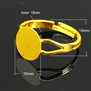 Brass Ring Components, Pad Ring Findings, Adjustable, Nickel Free, Golden, 18mm inner diameter, Tray: 10mm(KK-C3044-10mm-G-NF)