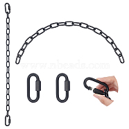 2Pcs 304 Stainless Steel Paperclip Chains, with Clasps, Soldered, Electrophoresis Black, 705mm(CHS-WH0003-01EB)