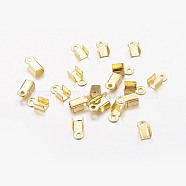Iron Folding Crimp Ends, Fold Over Crimp Cord Ends, Golden, 6x3x2.3mm, Hole: 1.2mm(IFIN-ZX994-G)