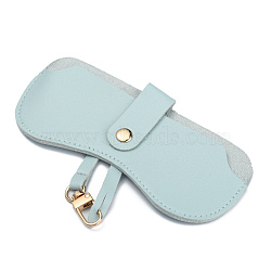 Portable PVC Leather Glasses Cases, Multifunctional Storage Bag, with Zine Alloy Swivel Clasp, for Eyeglass, Sun Glasses Protector, Pale Turquoise, 225x155x11mm(AJEW-WH0250-89D)