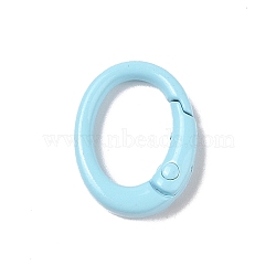 Spray Painted Alloy Spring Gate Rings, Oval, Light Sky Blue, 19.5x15x4.5mm(AJEW-C035-01A)