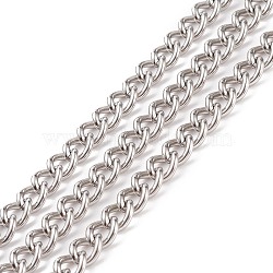 201 Stainless Steel Cuban Link Chains, Curb Chains, Unwelded, Stainless Steel Color, 9x7x1.7mm(CHS-L001-51-1.7mm)