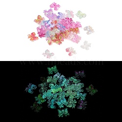 Luminous Resin Decoden Cabochons, Glow in the Dark, Two Tone Bowknot, Mixed Color, 9x11x3.5mm(RESI-N039-82)