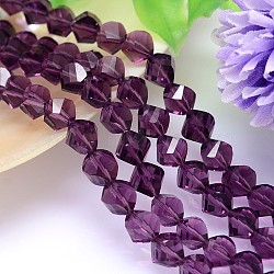 K9 Glass, Faceted Polyhedron Imitation Austrian Crystal Bead Strands, Grade AAA, Purple, 8mm, Hole: 0.9~1mm, about 50pcs/strand, 15.7 inch(G-M183-8mm-11A)