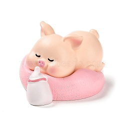 Resin Sleep Animal Figurines Ornament, for Home Desktop Decoration, Pig, 40x34x24mm(DJEW-Z003-02B)