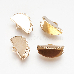 Iron Ribbon Crimp Ends, Fan, Light Gold, 10x15mm, Hole: 1.5x3mm(IFIN-I026-02LG-B)