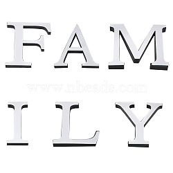 Acrylic Mirror Wall Stickers Decal, with EVA Foam, Word FAMILY, Silver, 6sets/bag(DIY-CN0001-11)