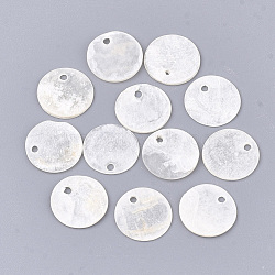 Capiz Shell Pendants, Flat Round, WhiteSmoke, 12~12.5x0.5~1mm, Hole: 1.4mm(X-SHEL-S274-71A)
