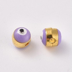 Alloy Enamel Beads, Evil Eye, Lilac, 8x6~7mm, Hole: 1mm(ENAM-WH0047-14E-8mm)
