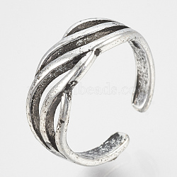 Adjustable Alloy Cuff Finger Rings, Antique Silver, Size 6, 16mm(RJEW-N027-09)