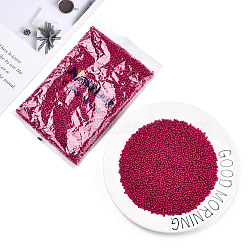 8/0 Baking Paint Glass Seed Beads, Round Hole, Round, Cerise, 3~3.5x2mm, Hole: 1~1.2mm, about 10000Pcs/pound(SEED-R051-07B-03)