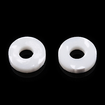 Handmade Polymer Clay Beads, Disc/Flat Round, Heishi Beads, White, 6x1mm, Hole: 2mm, about 23500pcs/1000g