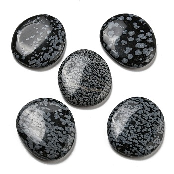 Natural Snowflake Obsidian Beads, No Hole/Undrilled, Nuggets, 39~41x34~35x7~7.5mm