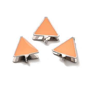 304 Stainless Steel Snap on Bails, with Enamel, Triangle, Stainless Steel Color, Light Salmon, 11x10x3mm, Pin: 0.9mm