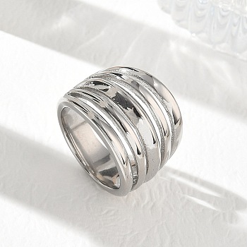 304 Stainless Steel Finger Rings, Ion Plating(IP), Long-Lasting Plated, Platinum, 18.5mm, US Size 7(17.3mm)