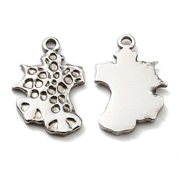 304 Stainless Steel Pendants, Manual Polishing, Christmas Bell Charm, Stainless Steel Color, 18x12x2mm, Hole: 1.2mm