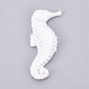 Resin Cabochons, Sea Horse, White, 63.5x30x9mm