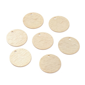 Brass Charms, Flat Round, Real 24K Gold Plated, 15x0.5mm, Hole: 1.4mm