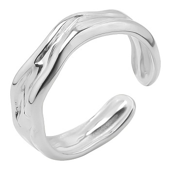 Minimalist Serpent Stainless Steel Ring Open Cuff Rings for Women, Stainless Steel Color