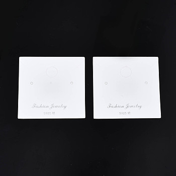 Rectangle Cardboard Jewelry Display Cards, for Earring, Jewelry Hang Tags, White, 6x6x0.05cm