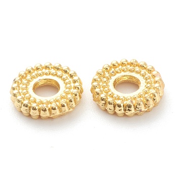 Rack Plating Alloy Spacer Beads, Lead Free & Cadmium Free, Long-Lasting Plated, Flat Round, Real 18K Gold Plated, 7.5x2mm, Hole: 2mm