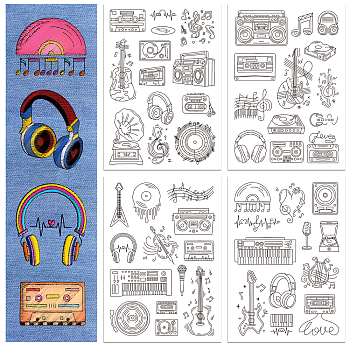 4 Sheets 11.6x8.2 Inch Stick and Stitch Embroidery Patterns, Non-woven Fabrics Water Soluble Embroidery Stabilizers, Mixed Shapes, 297x210mmm