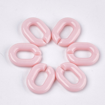 Acrylic Linking Rings, Quick Link Connectors, For Jewelry Chains Making, Oval, Pink, 19x14x4.5mm, Hole: 11x5.5mm, about 680pcs/500g
