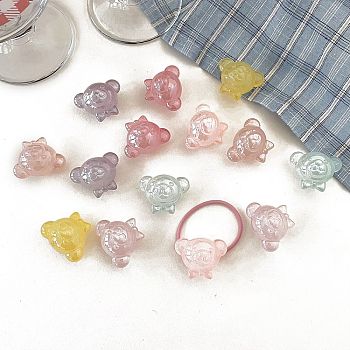 Opaque Acrylic Beads, Bear, Mixed Color, 22.7x29.1x20.1mm, Hole: 3.8mm