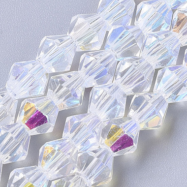 5mm Clear AB Bicone Glass Beads