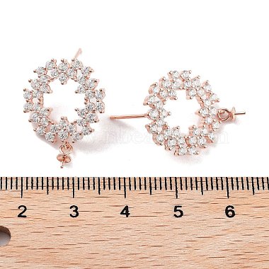 Donut 925 Sterling Silver Cubic Zirconia Stud Earring Findings(EJEW-B038-16RG)-3