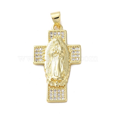 Real 18K Gold Plated Clear Cross Brass+Cubic Zirconia Pendants