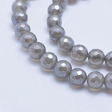 Brins de perles d'agate gris naturels galvanisés(G-G724-6mm)-3