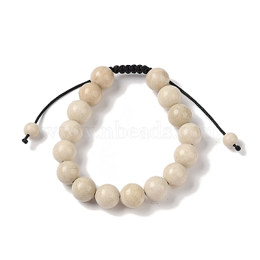 10 bracelets ronds de perles tressées en fossiles naturels de mm(BJEW-C067-01C-26)-2