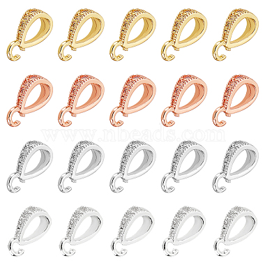 Mixed Color Clear Brass+Cubic Zirconia Ice Pick Pinch Bails