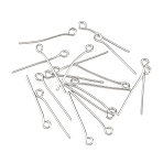 Brass Eye Pins, Cadmium Free & Nickel Free & Lead Free, Platinum, 20x3x0.6mm, Hole: 1mm(KK-G550-03P)