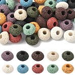 40Pcs 10 Colors Natural Lava Rock European Beads, Dyed, Large Hole Beads, Rondelle, Mixed Color, 15~16x8.5~9mm, Hole: 4~5mm, 4pcs/color(G-YW0003-01)