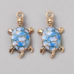 Alloy Enamel Pendants, Tortoise, Colorful, 24x13.5x4mm, Hole: 1.8mm(FIND-CJC0027-01G-05)