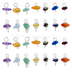 84Pcs 2 Styles Gemstone Links Connector Charms, 13mm, Hole: 2mm, 7color/style, 6pcs/color(PALLOY-FH00112)
