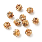 Natural Crazy Agate Woven Beads, Cluster Beads, Faceted, Round, 8~9mm, Hole: 1.6mm(GG-CBA2E9C-F12-01)