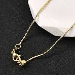 1MM Brass Column Link Chain Necklaces, Lead Free & Cadmium Free, Long-Lasting Plated, Rack Plating, Real 18K Gold Plated, 17.44 inch(44.3cm)(NJEW-M108-14G)