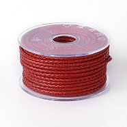 Braided Cowhide Cord, Leather Jewelry Cord, Jewelry DIY Making Material, Dark Red, 3mm, about 21.87 yards(20m)/roll(WL-I003-3mm-B-04)
