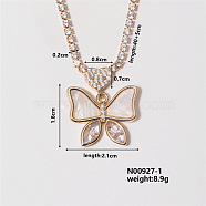 Chic Minimalist Butterfly Brass Micro Pave Cubic Zirconia Pendant Necklaces, Rhinestone Cup Chains Necklaces for Women, 15.75 inch(400mm)(HP1417-1)