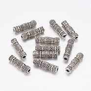 Tibetan Style Alloy Tube Beads, Cadmium Free & Nickel Free & Lead Free, Tube, Antique Silver, about 6.2mm wide, 22.5mm long, hole: 3mm(X-LF0658Y-NF)