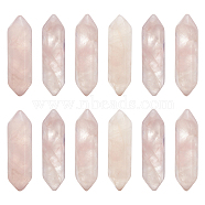 Faceted Natural Rose Quartz Double Terminated Point Beads, Healing Stones, Reiki Energy Balancing Meditation Therapy Wand, for Wire Wrapped Pendants Making, No Hole/Undrilled, 30~32x9x9mm, 12pcs/box(G-OC0003-61)