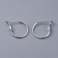 Brass Hoop Earrings, Ring, Platinum, 20x1.5mm, Pin: 0.6mm(KK-I665-26A-P)