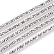 304 Stainless Steel Wheat Chains, Foxtail Chain, Unwelded, Stainless Steel Color, 3mm(CHS-L017-21A)