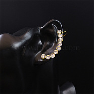 Rhinestone Cuff Earrings for Girl Women Gift, 304 Stainless Steel Earrings, Right, 40x5mm(EJEW-B042-01G-B)