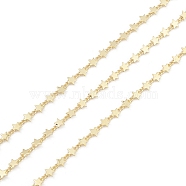 Brass Star Link Chains, Unwelded, with Spool, Real 18K Gold Plated, 3x2x0.5mm, 4.5x4.5mm(CHC-M025-21G)